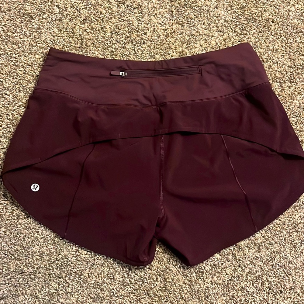 Red Merlot lululemon speedup shorts